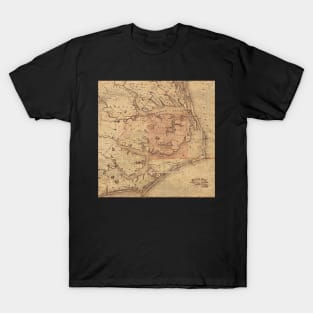 Outer Banks North Carolina Nags Head Corolla Hatteras Avon OBX Antique Map T-Shirt